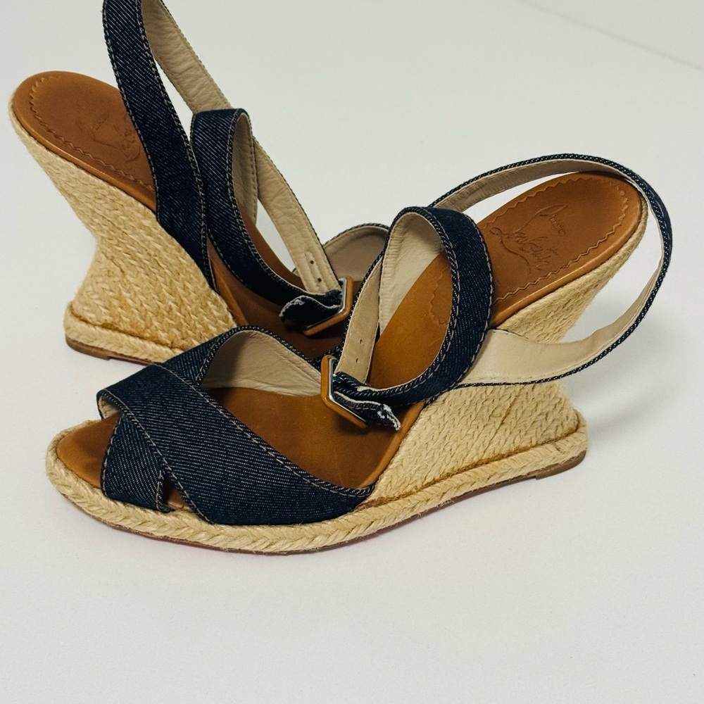 Denim Espadrille Wedge Sandals